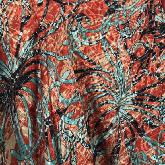 Sari wrap skirt, reversible,orange/tan/blue - Picture 2 of 12